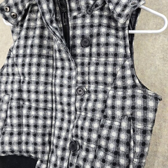Urban Behavior Womens Black & White Plaid Sleeveless Button-Front Vest Medium - Picture 3 of 9